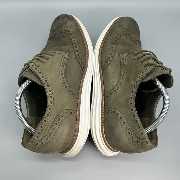 Cole Haan Lunargrand Mens 10 Green Suede Wingtip Oxford Shoes C11512 Sneaker - Picture 6 of 9